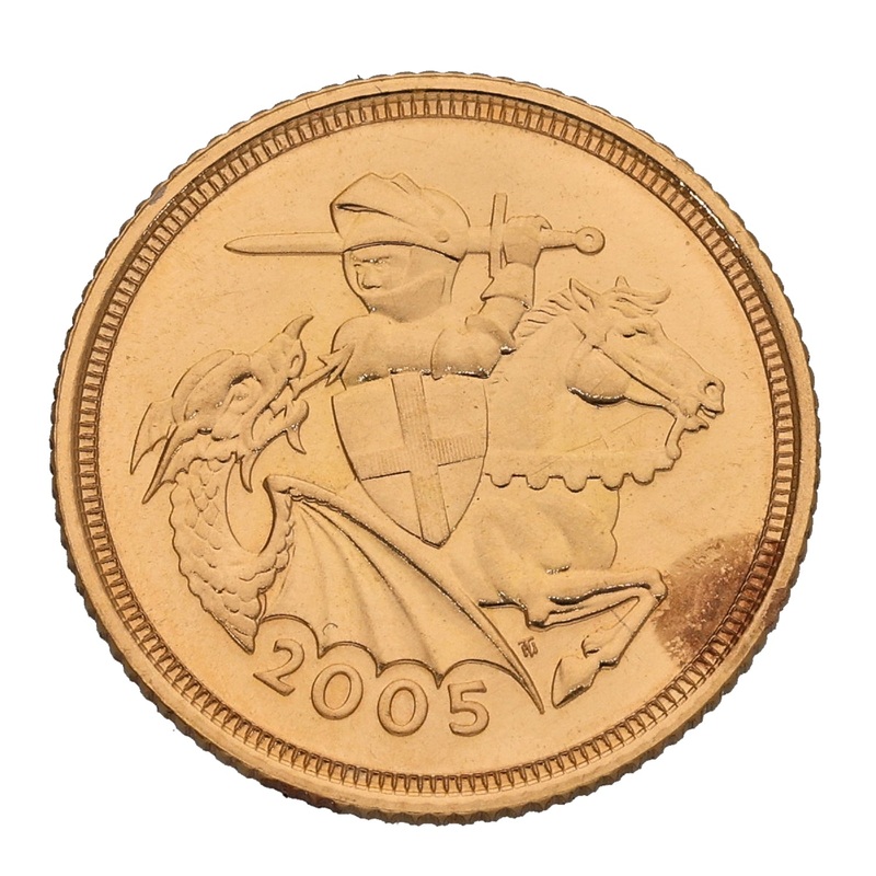 22ct Gold Queen Elizabeth II Half Sovereign Coin 2005