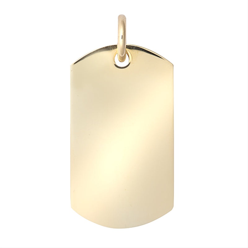 New 9ct Gold Dog Tag Pendant 43mm