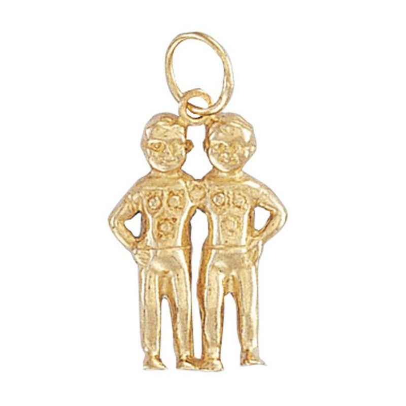 New 9ct Gold Gemini Zodiac Pendant 25mm