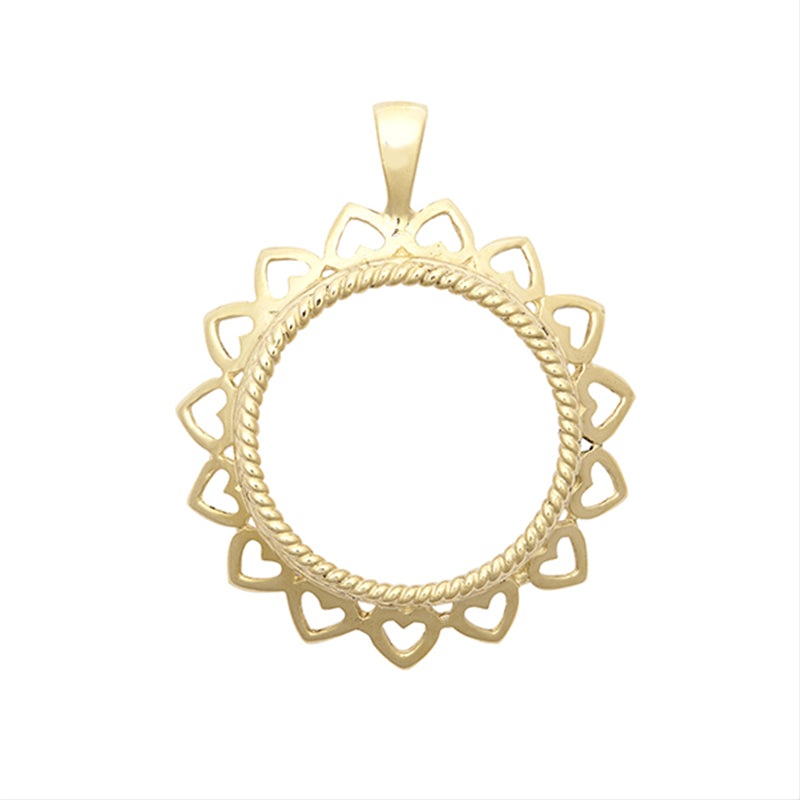New 9ct Gold Heart Full & Half Sovereign Mount Pendant