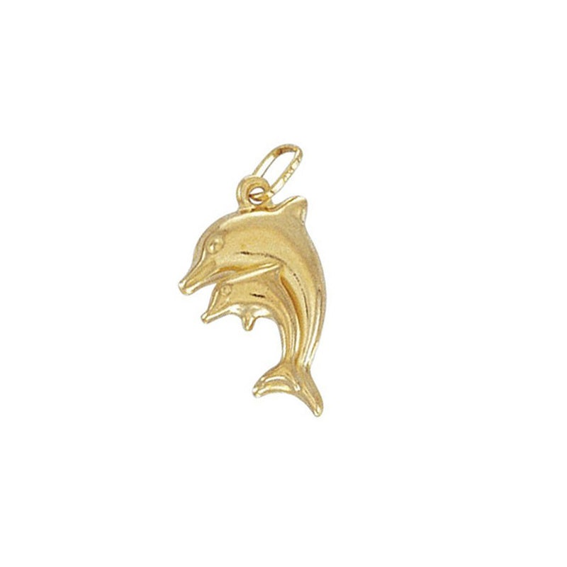 New 9ct Gold Hollow Double Dolphin Charm Pendant 20mm