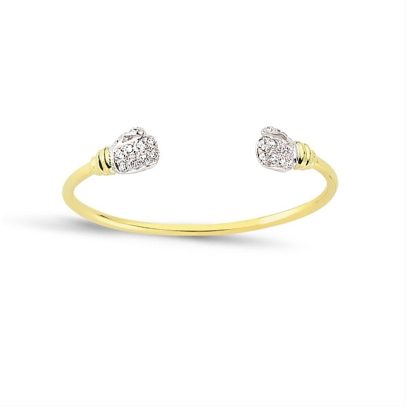 New 9ct Gold Kids Cubic Zirconia Boxing Glove Torque Bangle
