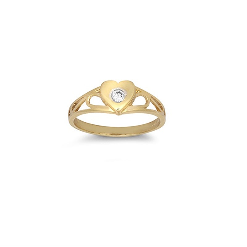 New 9ct Gold Kids Cubic Zirconia Heart Ring Sizes A-J