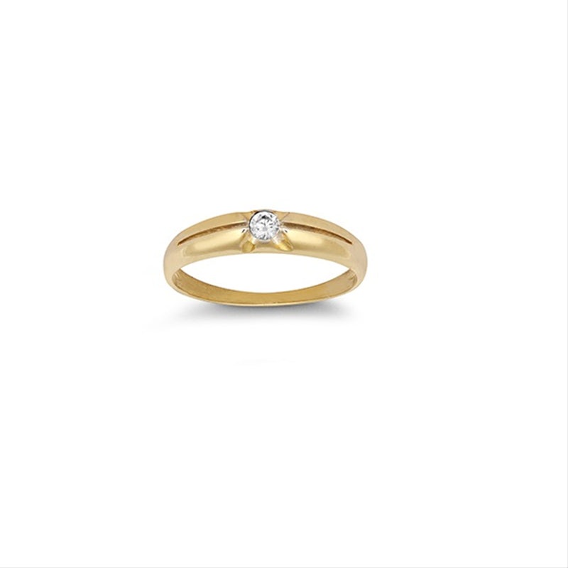 New 9ct Gold Kids Cubic Zirconia Solitaire Ring Sizes A-J