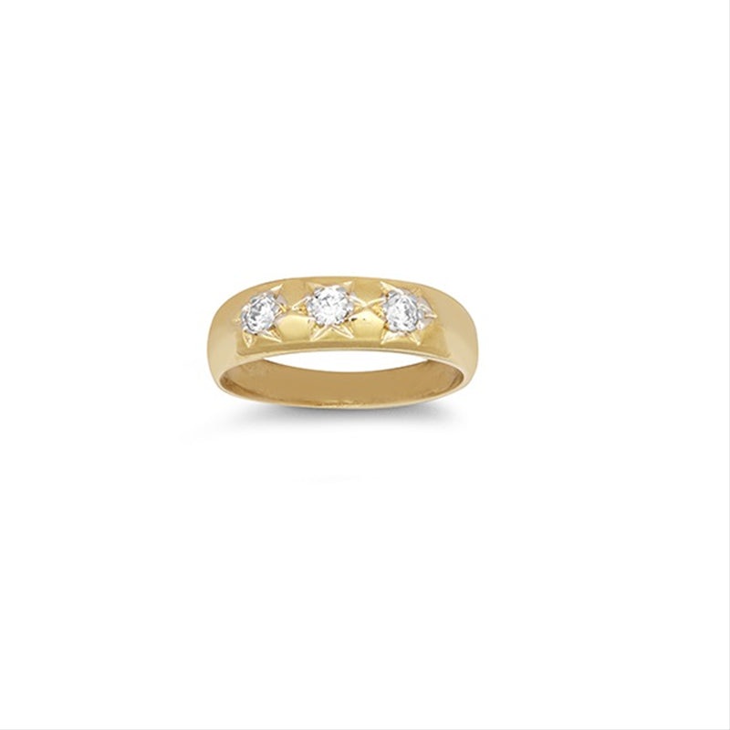 New 9ct Gold Kids  Cubic Zirconia Trilogy Sizes A-J