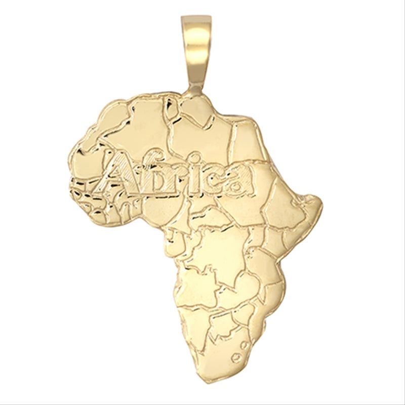 New 9ct Gold Map Of Africa Pendant 34mm