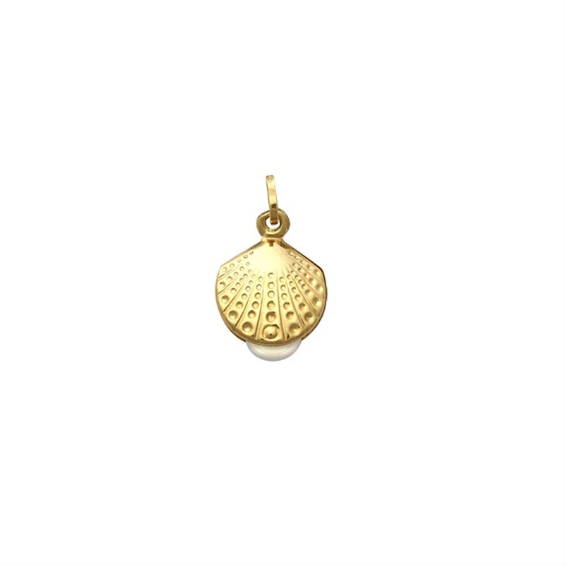 New 9ct Gold Oyster Shell with Pearl Charm Pendant 12mm