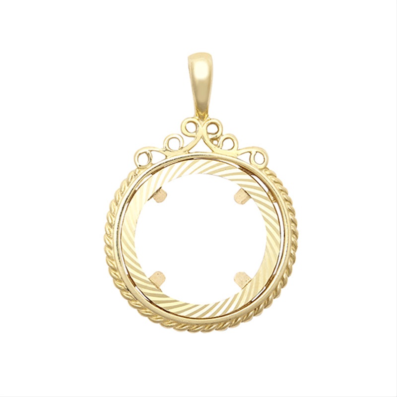 New 9ct Gold Scroll Top Full & Half Sovereign Mount Pendant