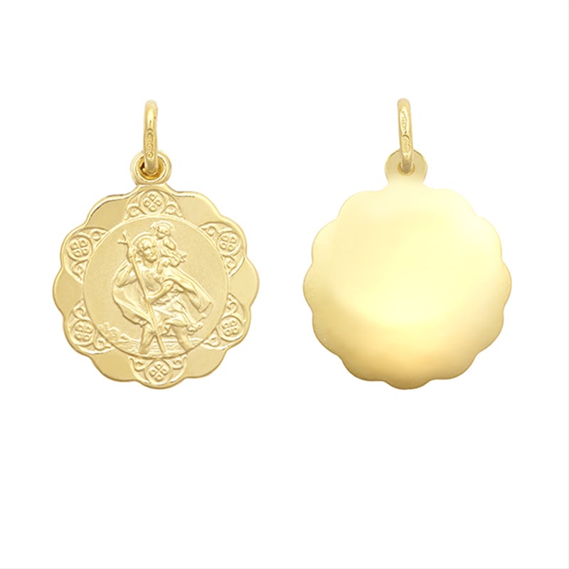 New 9ct Gold St Christopher Pendant 21mm