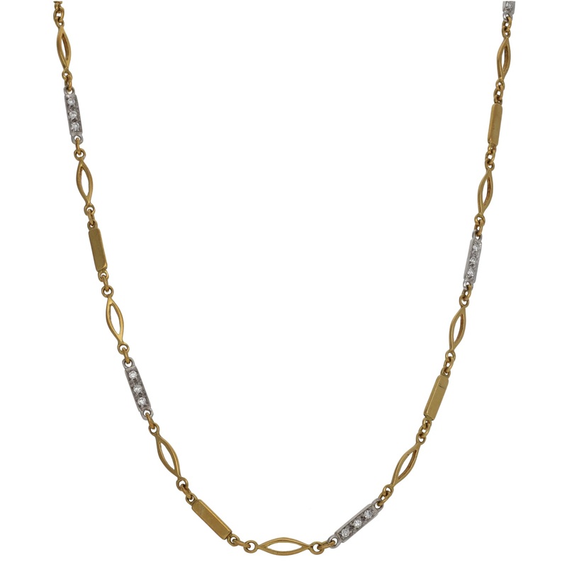 18ct Gold 0.90ct Diamond Fancy Necklace 36″