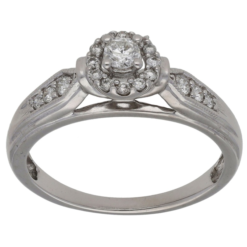 18ct White Gold 0.26ct Diamond Dress/Cocktail Ring Size N