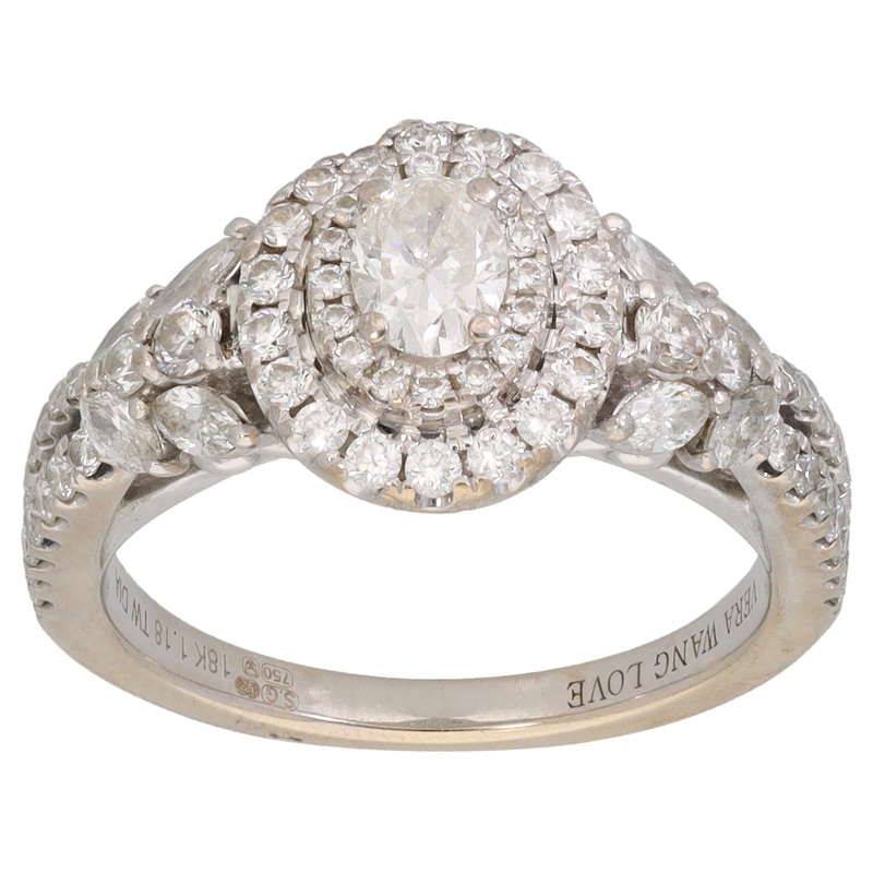 18ct White Gold 1.18ct Diamond Vera Wang Cluster Ring Size L