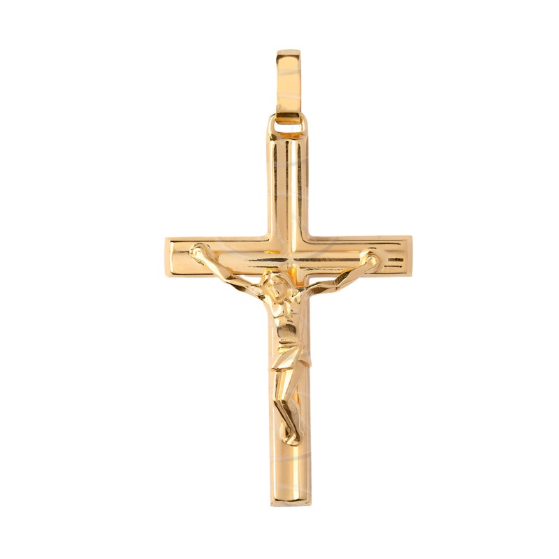 New 9ct Gold Hollow Crucifix Pendant 29mm