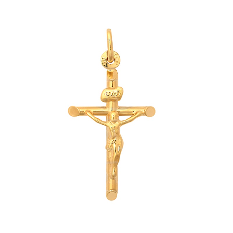 New 9ct Gold Hollow Crucifix Pendant 35mm