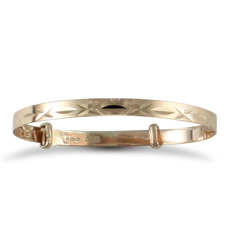 New 9ct Gold Kids Diamond Cut Expandable Bangle