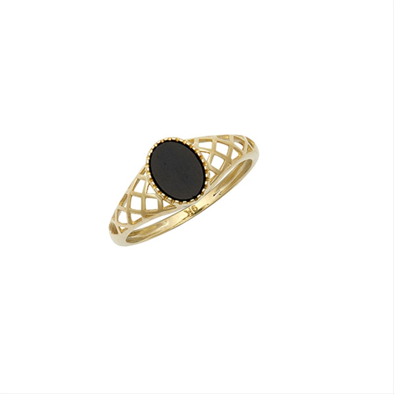 New 9ct Gold Onyx Single Stone Ring Sizes L-Z