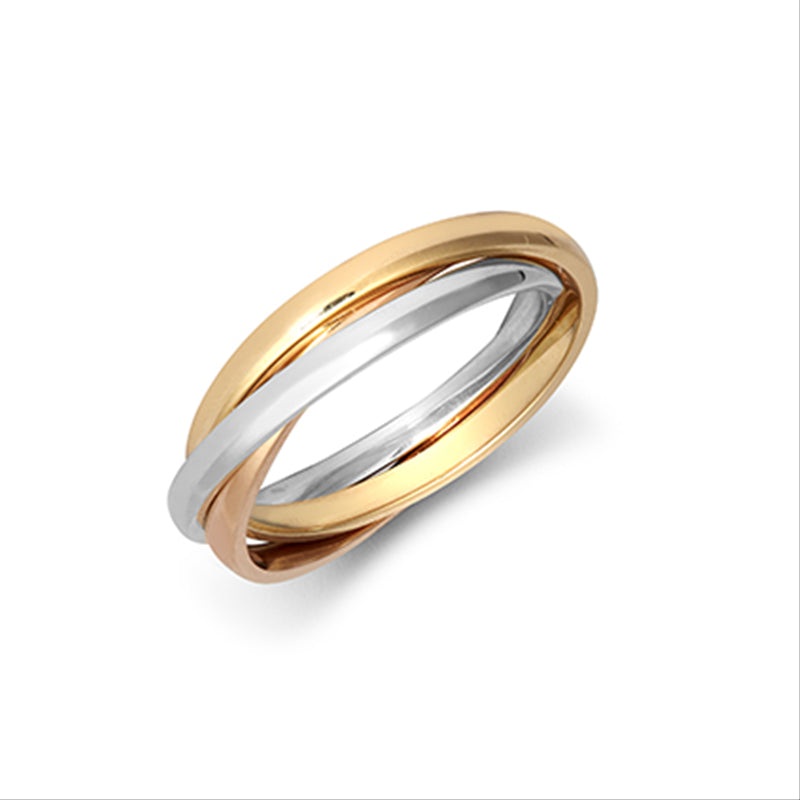 New 9ct Gold Tri-Colour 2mm Russian Wedding Ring