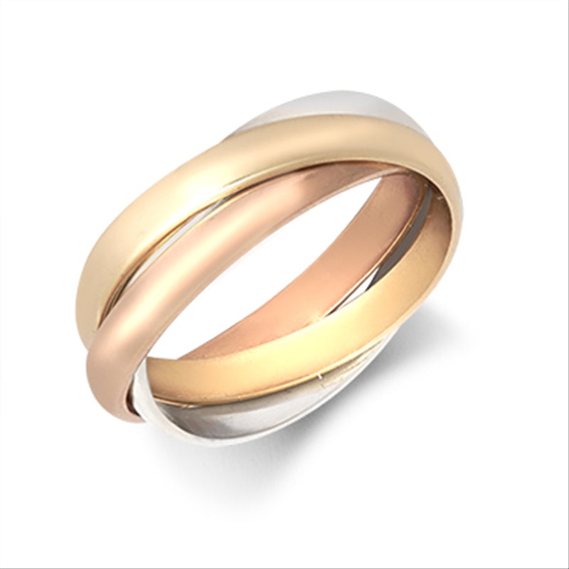 New 9ct Gold Tri-Colour 3mm Russian Wedding Ring