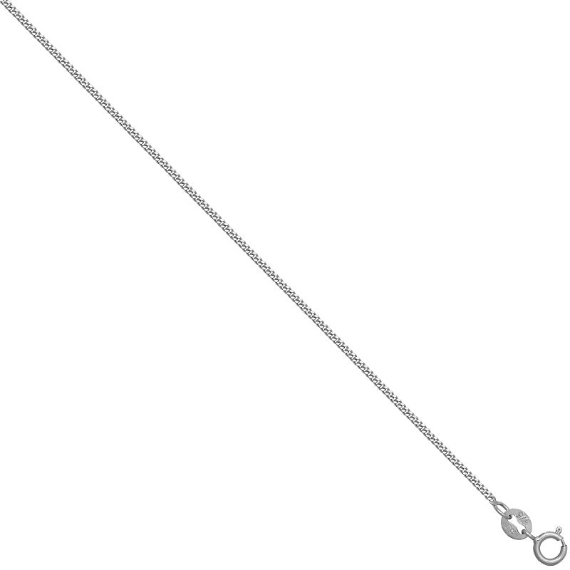 New 9ct White Gold 0.7mm Tight Link Curb Chain 16″-20″