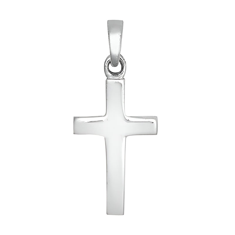 New 9ct White Gold Cross Pendant 28mm