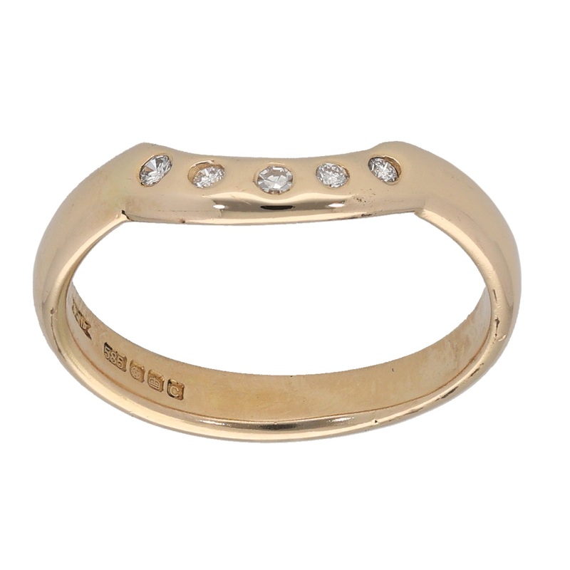 14ct Gold 0.05ct Diamond Half Eternity Ring Size K