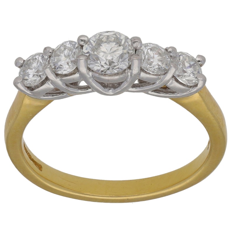 18ct Gold 1.00ct Diamond Half Eternity Ring Size N