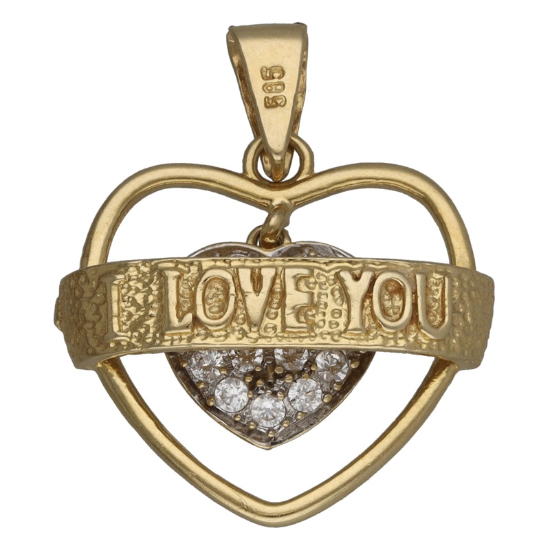 14ct Gold Cubic Zirconia Heart Pendant