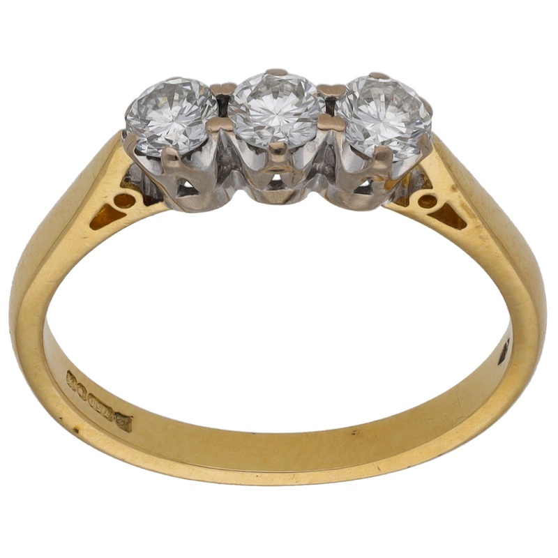 18ct Gold 0.60ct Diamond Trilogy Ring Size N