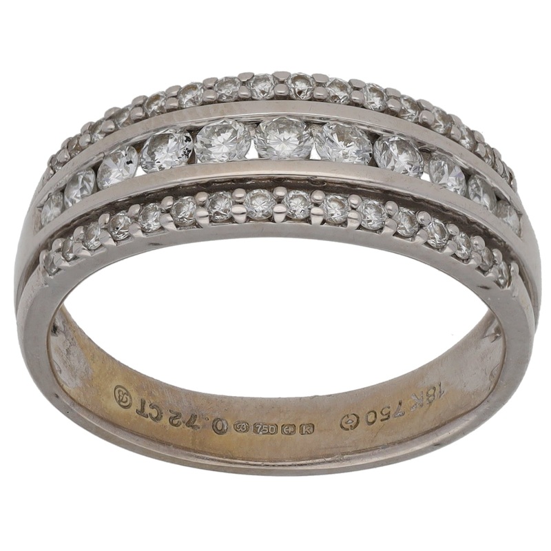 18ct Gold 0.72ct Diamond Half Eternity Ring Size Q