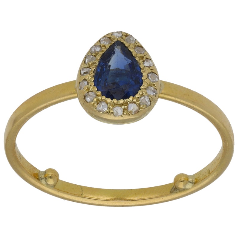 18ct Gold Sapphire & 0.16ct Diamond Dress/Cocktail Ring Size V