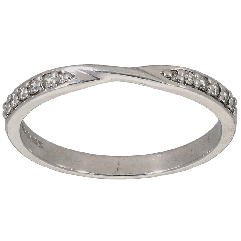 18ct White Gold 0.11ctDiamond Half Eternity Ring Size Q