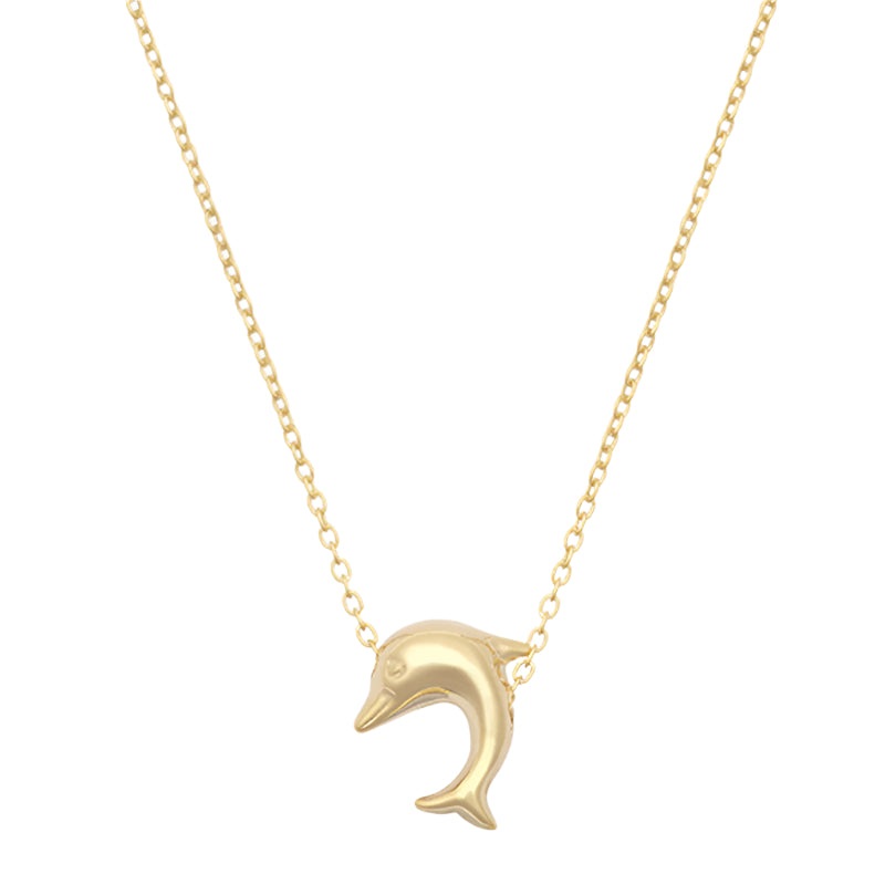 New 9ct Gold Dolphin Necklace 16″