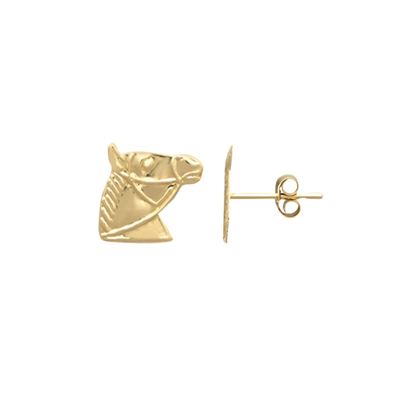New 9ct Gold Horse Head Stud Earrings
