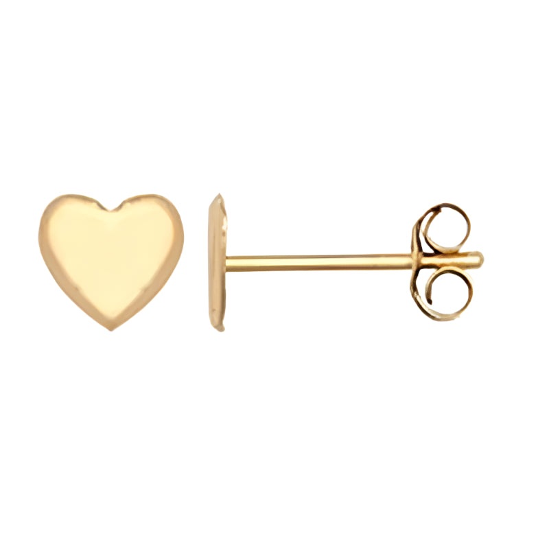 New 9ct Gold Kids Heart Stud Earrings