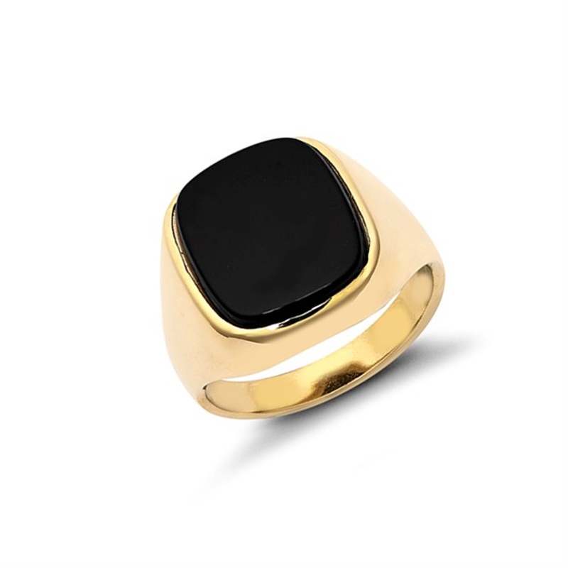 New 9ct Gold Onyx Signet Ring Sizes R-Z