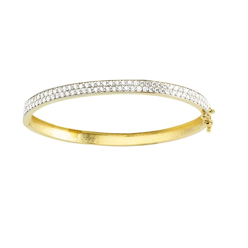 New 9ct Gold Two Row Cubic Zirconia Bangle