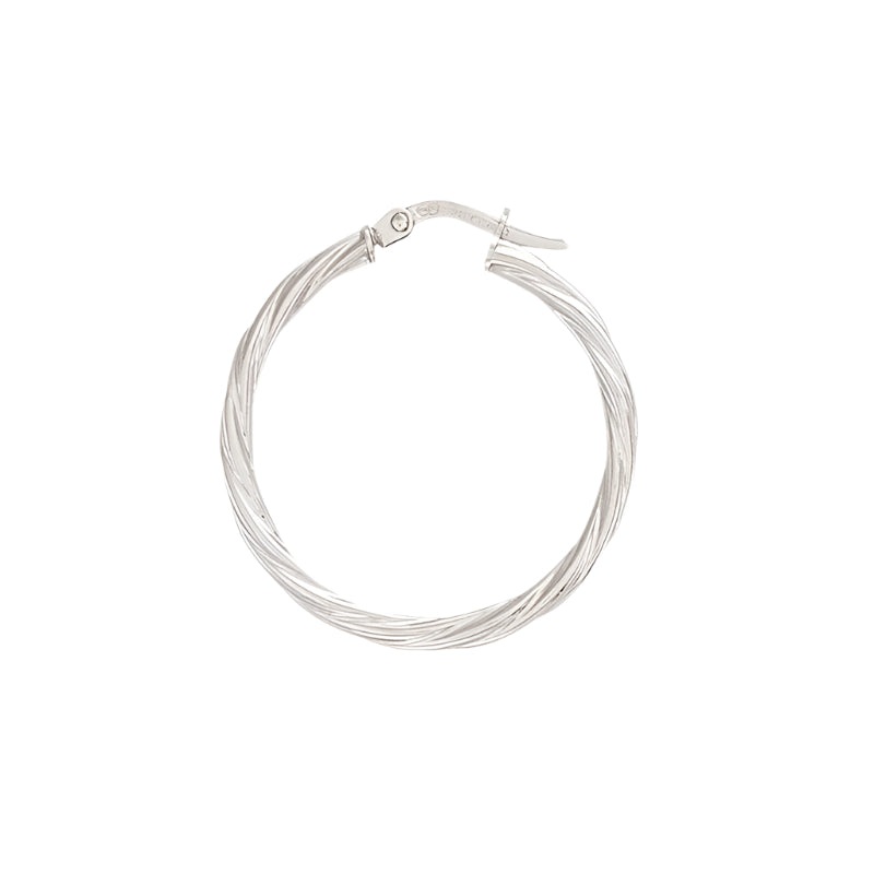 New 9ct White Gold Twist Hoop Earrings