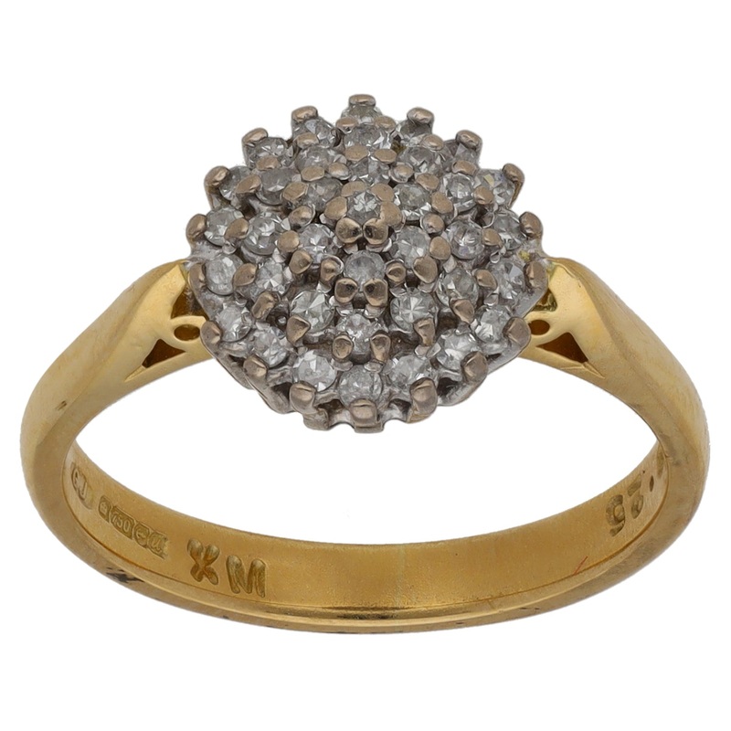18ct Gold 0.25ct Diamond Cluster Ring Size L