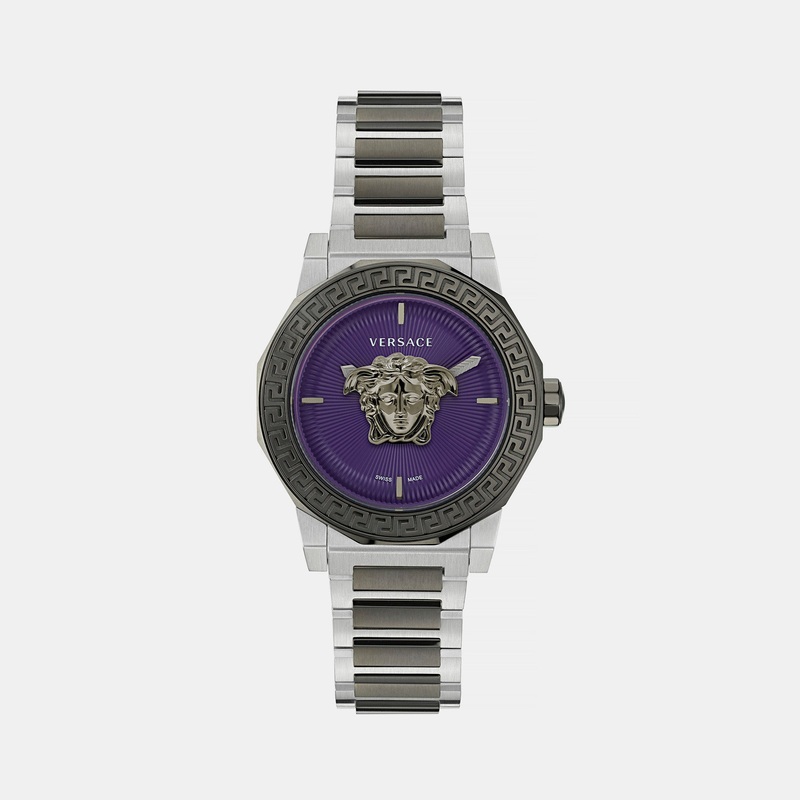 Versace Women Quartz Violet Dial Analog Stainless Steel Watch VE7B00523
