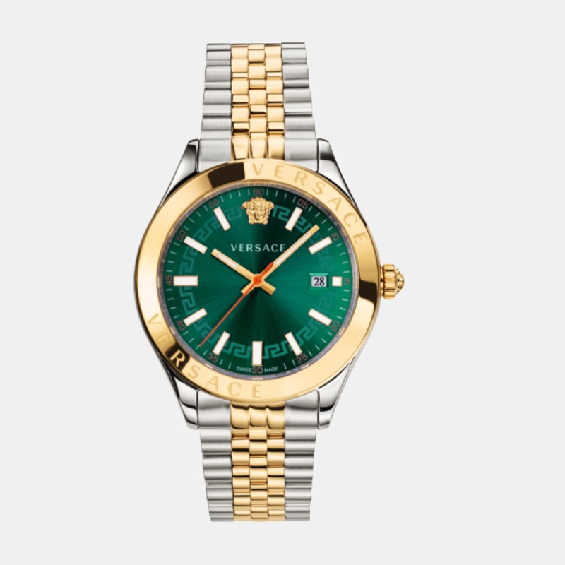 Versace Hellenyium Men Quartz Green Dial Analog Stainless Steel Watch VEVK00620