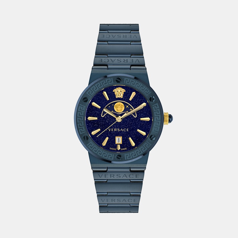Versace Greca Unisex Quartz Blue Dial Analog Stainless Steel Watch VE7G00423