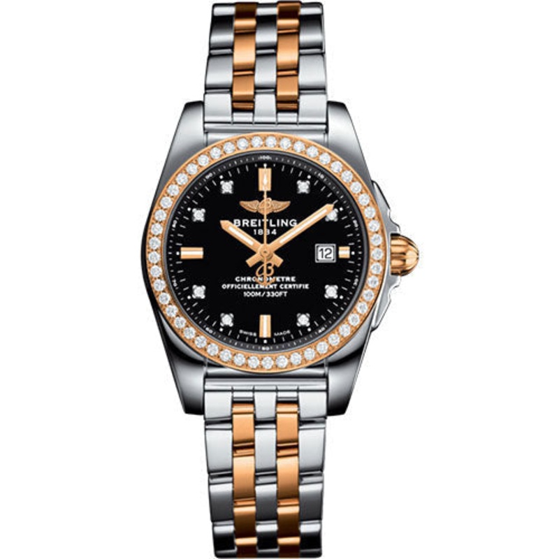 Breitling Galactic 29 Sleek Watch – Steel & rose Gold, gem-set bezel – Trophy Black Diamond Dial – Two-Tone Bracelet – C72348531B1C1