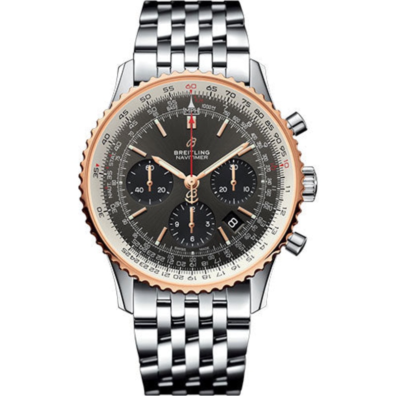 Breitling Navitimer 1 B01 Chronograph 43 Watch – Steel and Red Gold Case – Stratos Gray Dial – Steel Pilot Bracelet – UB0121211F1A1
