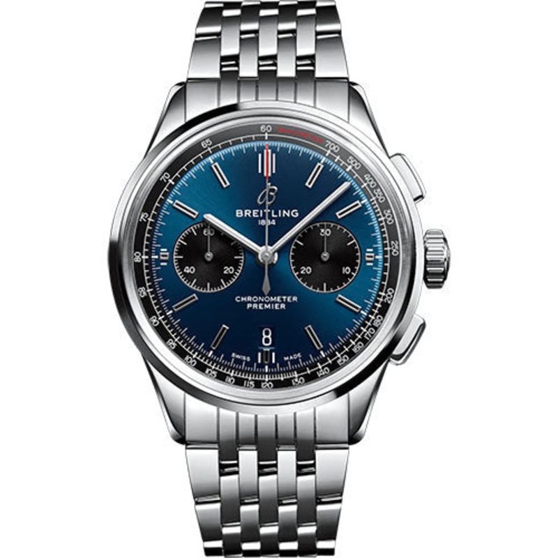 Breitling Premier B01 Chronograph 42 Watch – Stainless Steel – Blue Dial – Metal Bracelet – AB0118221C1A1