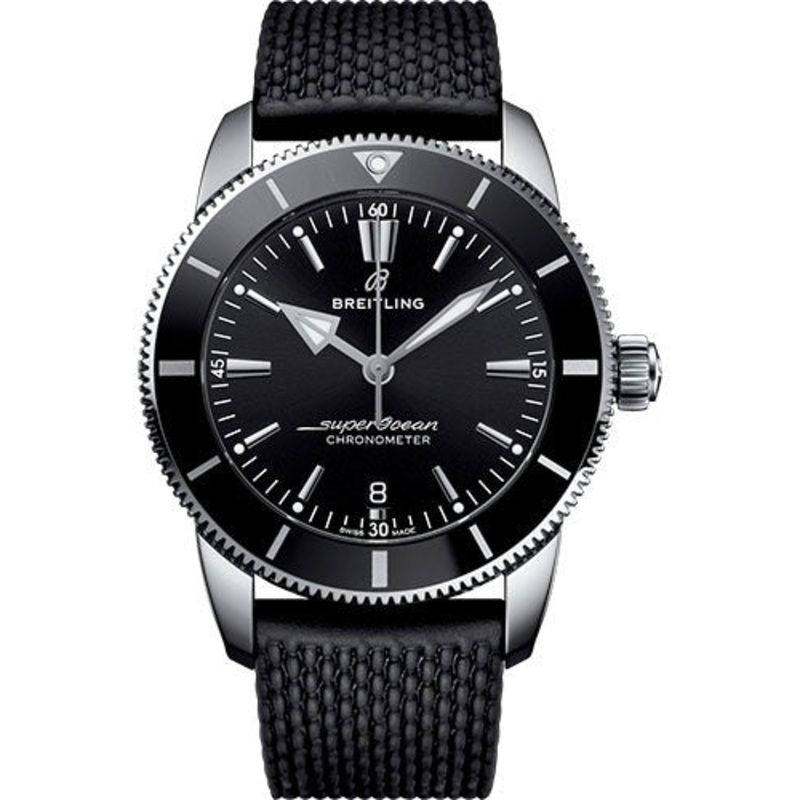 Breitling Superocean Heritage II B20 Automatic 44 Watch – Steel Case – Black Dial – Black Rubber Aero Classic Strap – AB2030121B1S1
