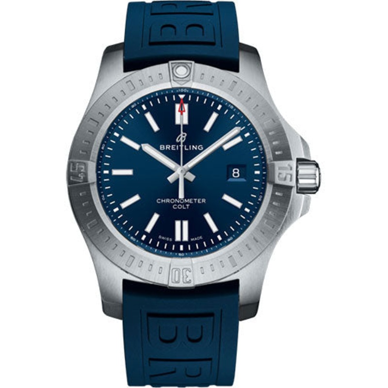 Breitling Colt Automatic Watch – Stainless Steel – Blue Dial – Blue Rubber Strap – Folding Buckle – A17388101C1S1