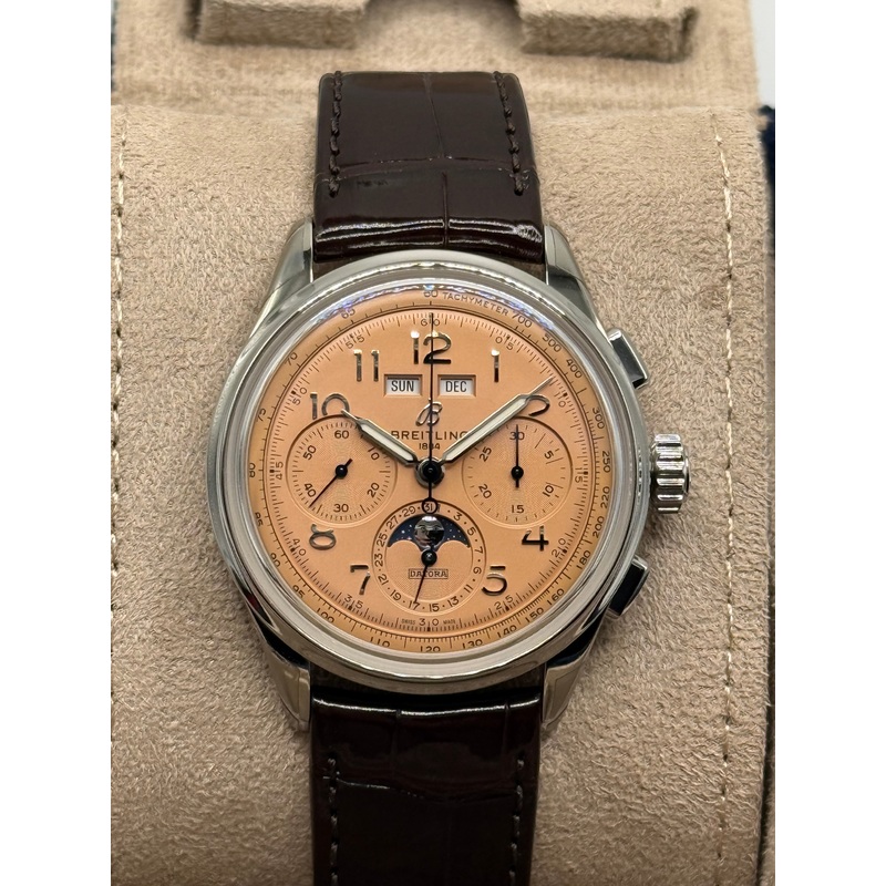 Breitling Premier B25 Datora 42 Watch – Stainless Steel – Copper Dial – Brown Alligator Leather Strap – Folding Buckle – AB2510201K1P1 UNWORN 2024