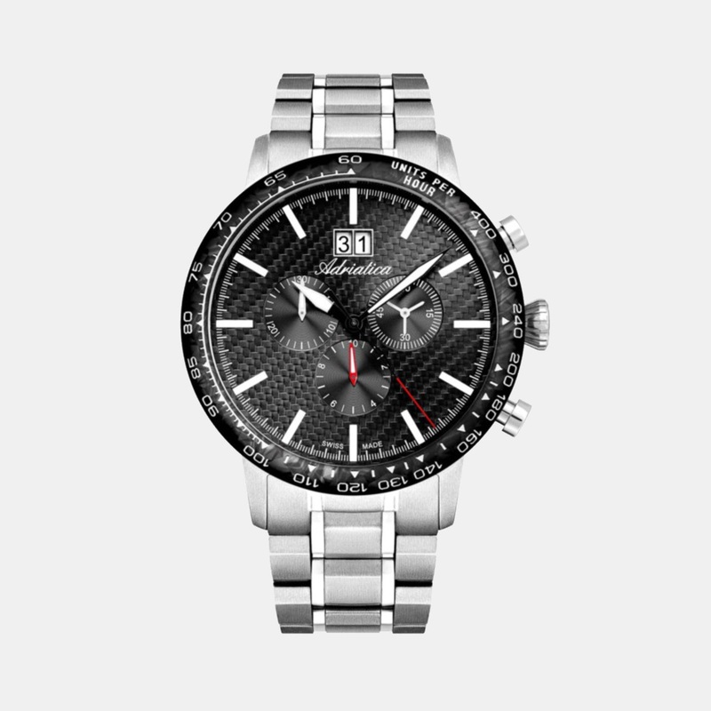 Adriatica Men Quartz Black Dial Chronograph Stainless Steel Watch A8383.4114CH