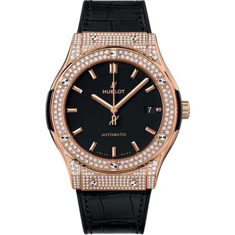 Hublot Classic Fusion King Gold Pave Watch – 45 mm – Black Dial-511.OX.1181.LR.1704