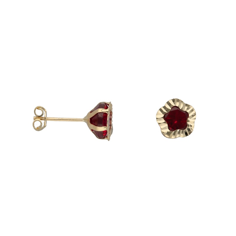 New 9ct Gold Red Stone Stud Earrings
